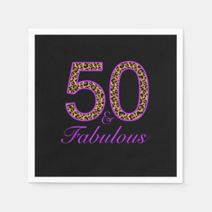 Fabulous 50th Paars Black Leopard Birthday Servetten