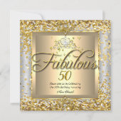 Fabulous 50th Princess Gold Silver Grey Party Kaart (Voorkant)