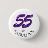 Fabulous 55th Birthday Celebration Paars Glitter Ronde Button 3,2 Cm (Voorkant)