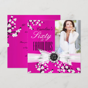 Fabulous 60 Foto Elegant Pink Blossom Birthday Kaart