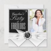 Fabulous 60 Photo Elegant Black White Birthday 3 Kaart (Voorkant)