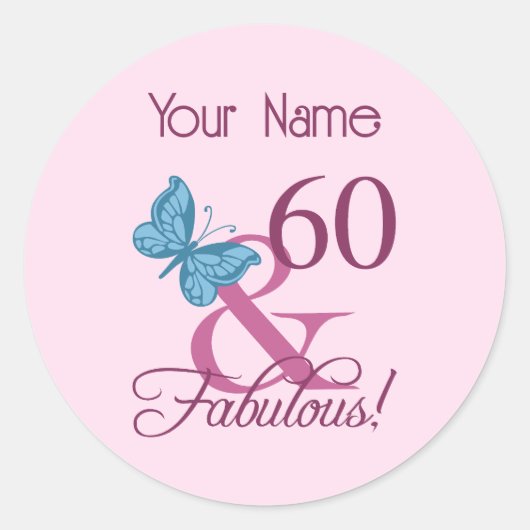 Fabulous 60th Birthday Ronde Sticker (Voorkant)