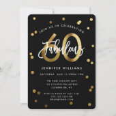 Fabulous 60th | Modern Stylish Gold Birthday Party Kaart (Voorkant)