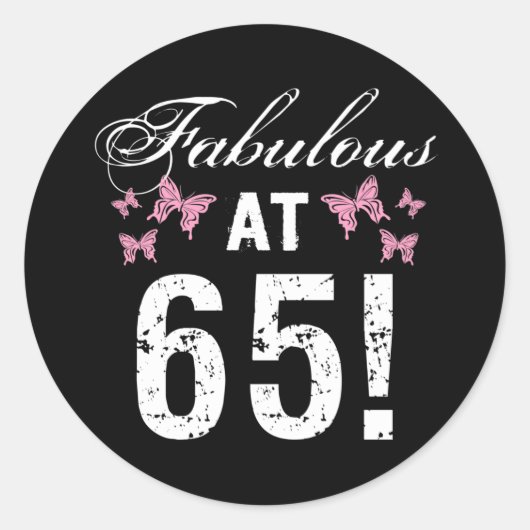 Fabulous 65th Birthday Ronde Sticker (Voorkant)