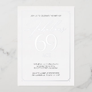 Fabulous 69 Elegant 69th Birthday Folie Invitation Uitnodiging