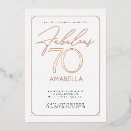 Fabulous 70 Elegant 70th Birthday Folie Invitation Folie Uitnodiging