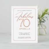 Fabulous 70 Elegant 70th Birthday Folie Invitation Folie Uitnodiging (Staand Voorkant)