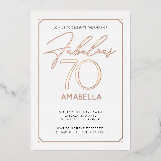 Fabulous 70 Elegant 70th Birthday Folie Invitation Uitnodiging