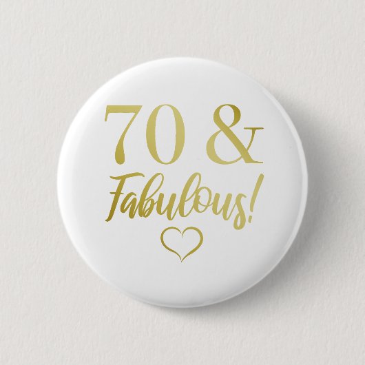 Fabulous 70th Birthday (Gold) Ronde Button 5,7 Cm (Voorkant)