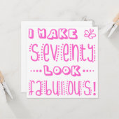 Fabulous 70th Birthday Kaart (Voorkant / Achterkant in situ)