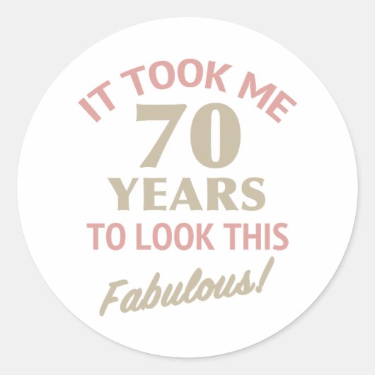 Fabulous 70th Birthday Ronde Sticker (Voorkant)