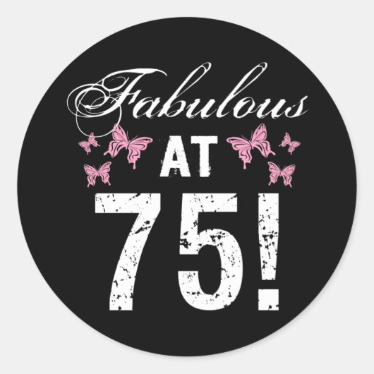 Fabulous 75th Birthday Ronde Sticker (Voorkant)
