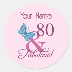 Fabulous 80th Birthday Ronde Sticker