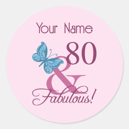 Fabulous 80th Birthday Ronde Sticker (Voorkant)
