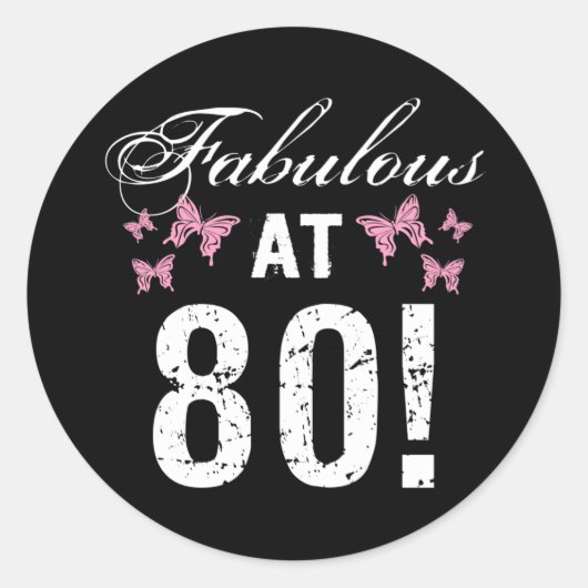 Fabulous 80th Birthday Ronde Sticker (Voorkant)