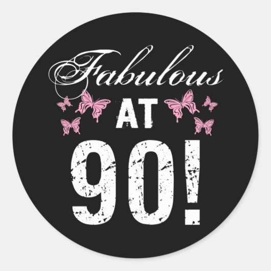 Fabulous 90th Birthday Ronde Sticker (Voorkant)
