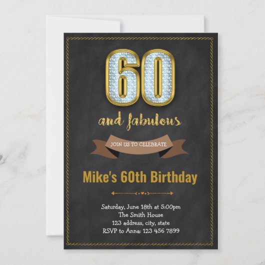 Fabulous adulte 60e anniversaire invitation (Devant)