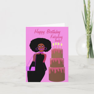 Fabulous African American Lady Birthday Kaart