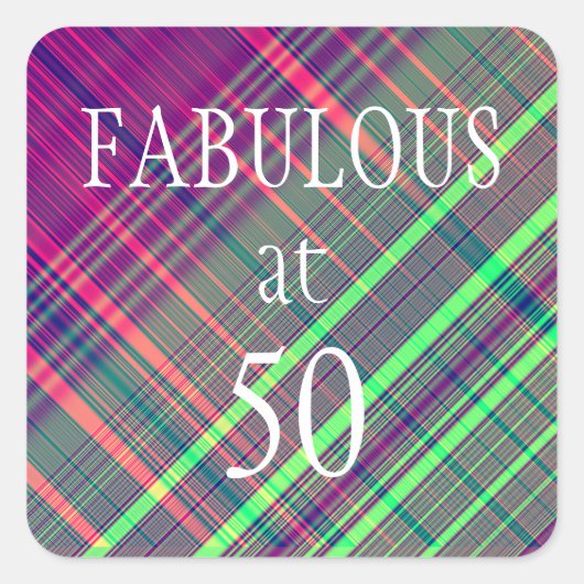 Fabulous at 50 Glitch Square Sticker (Devant)