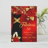 Fabulous Birthday Champagne Red Rose Gold Kaart (Staand voorkant)