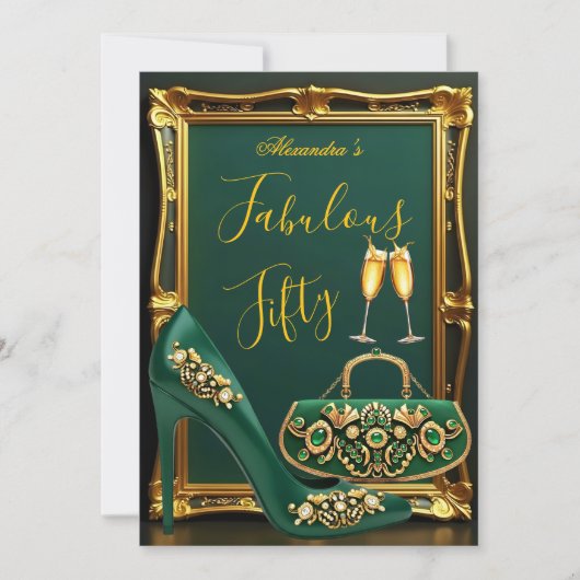 Fabulous Birthday Emerald gems Heel Champagne Gold Kaart (Voorkant)