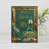 Fabulous Birthday Emerald gems Heel Champagne Gold Kaart (Staand voorkant)