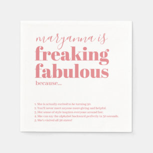 Fabulous Birthday Facts Pink Personalized Napkins Servet