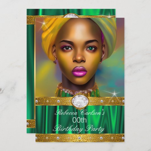 Fabulous Birthday Foto Emerald Diamonds Kaart (Voorkant / Achterkant)