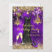 Fabulous Birthday Paarse Celebration Star Kaart (Voorkant)