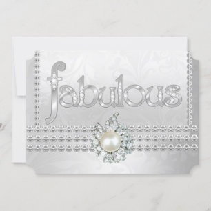 Fabulous Birthday Party Silver White Diamond Pearl Kaart