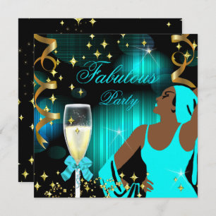 Fabulous Blauwgroen Blue Glitter Diva Birthday Kaart
