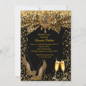 Fabulous Champagne birthday Leopard Gold Heel Gems Kaart (Achterkant)