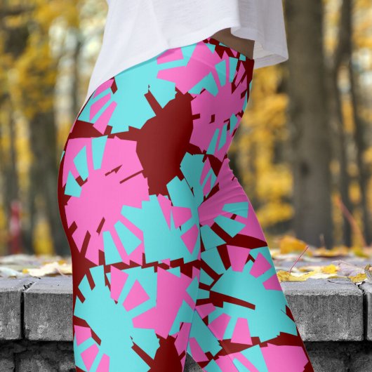 Fabulous Deep Red Phase Shift Pattern Leggings