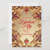 Fabulous Elegant Birthday Party Gold Red Gold Kaart (Voorkant)