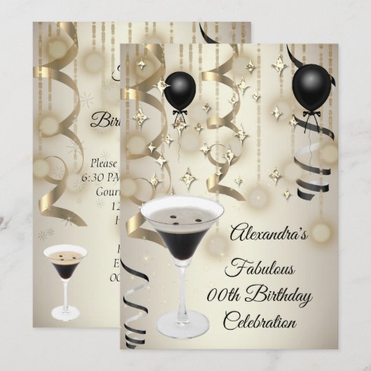 Fabulous Espresso Martini Cocktail Party Save The Date (Voorkant / Achterkant)