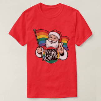 Fabulous Feestelijke Queer Rainbow Santa T-shirt