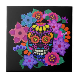 Fabulous Felt Look Sugar Skull Beautiful Tegeltje