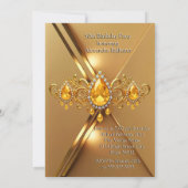 Fabulous Fifty Birthday Party Yellow Gold Gems Kaart (Achterkant)