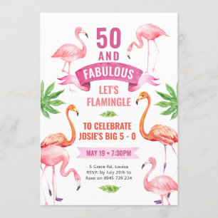 Fabulous flamingo-uitnodiging, tropisch flamingo kaart