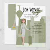 Fabulous Flight Attendant Invitation in Green Kaart (Voorkant / Achterkant)