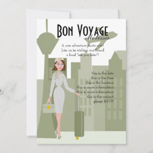 Fabulous Flight Attendant Invitation in Green Kaart