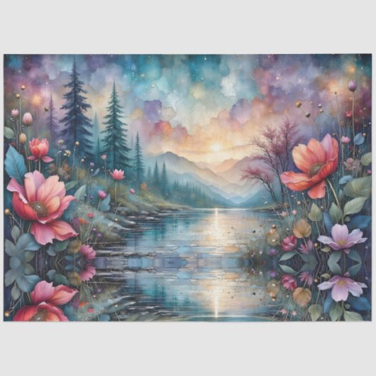 Fabulous Floral Colorful Stream Landscape Tissuepapier (Voorkant)