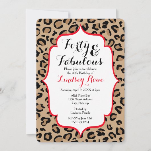 Fabulous Forty Leopard Print Kaart (Voorkant)