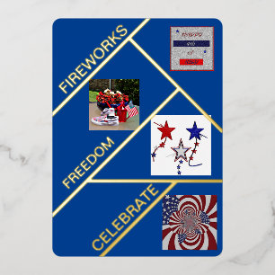 "Fabulous Fourth Wishing"-kaart met platte Folie Feestdagenkaart