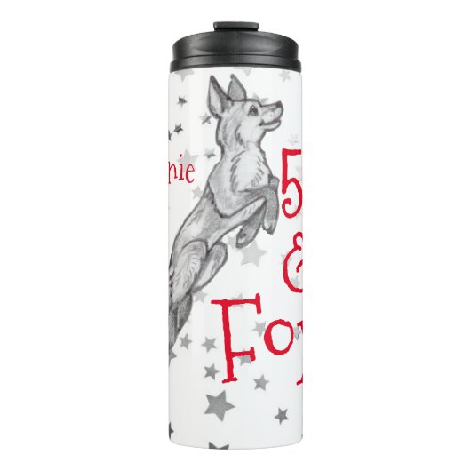 Fabulous Foxy 50th Birthday Black White Fox Thermosbeker (Voorkant)