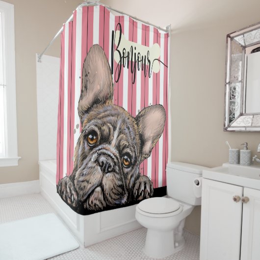 Fabulous Frenchie French Bulldog Shower Curtain Douchegordijn (In situ)