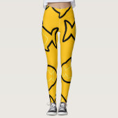 Fabulous Fun Geel en Zwarte Vin Patroon Leggings (Voorkant)