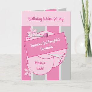 Fabulous Goddochter Birthday wenst roze Kaart
