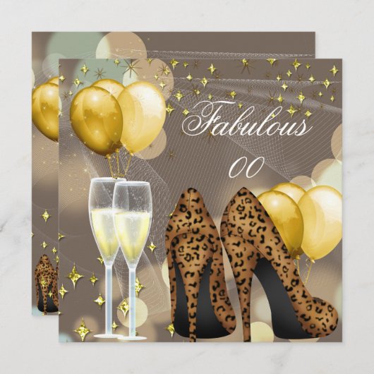Fabulous Gold Beige Leopard Champagne Kaart (Voorkant / Achterkant)