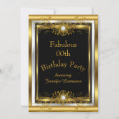 Fabulous Gold Black Anniversaire Fête Invitation (Devant)